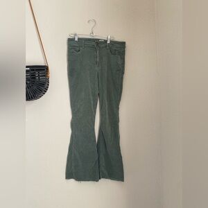 Rocking C Green Corduroy Flare Bell Bottoms, Size 30